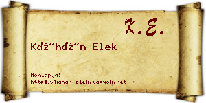 Káhán Elek névjegykártya